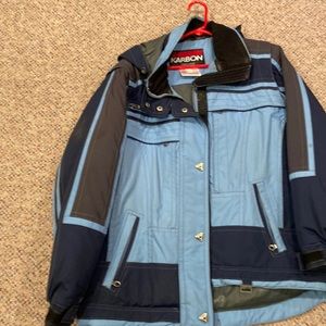 Unisex Karbon Ski Jacket. Navy and light Blue. Size 10 Adult